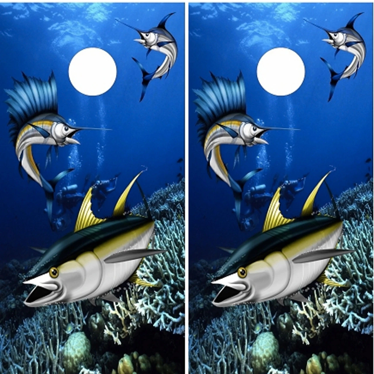 Underwater Fish Cornhole Wraps - Set Of 2 1 Underwater Fish Cornhole Wraps - Set Of 2