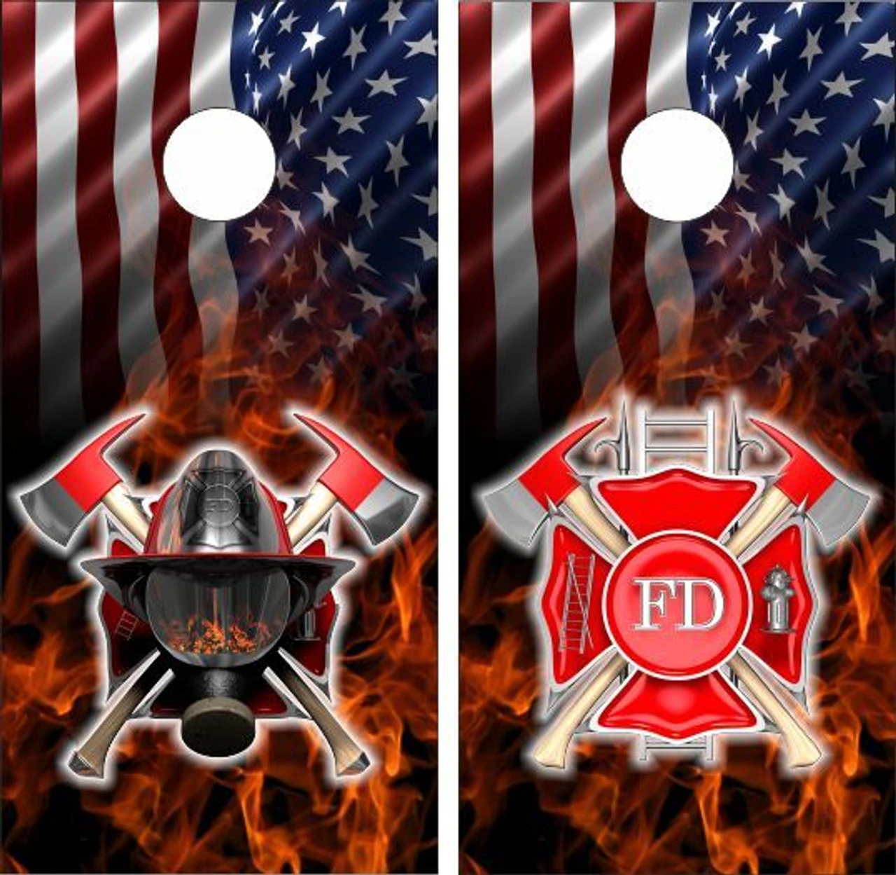American Firefighter Cornhole Wraps - Set Of 2 1 American Firefighter Cornhole Wraps - Set Of 2
