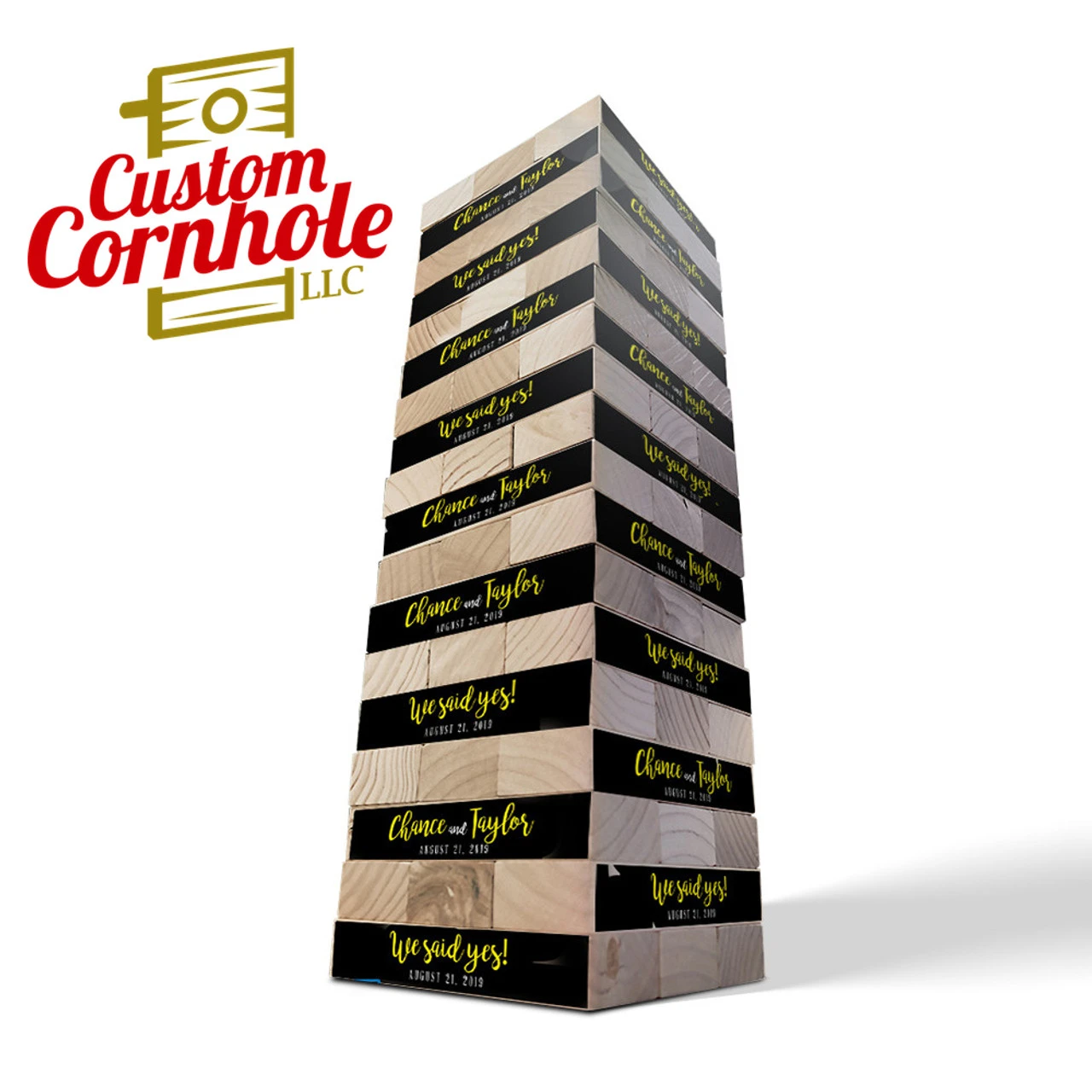 We Said Yes Black And Gold Giant Topple Tower Game 1 We Said Yes Black And Gold Giant Topple Tower Game