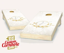 Wedding Gold Leaf Cornhole Set With Bags