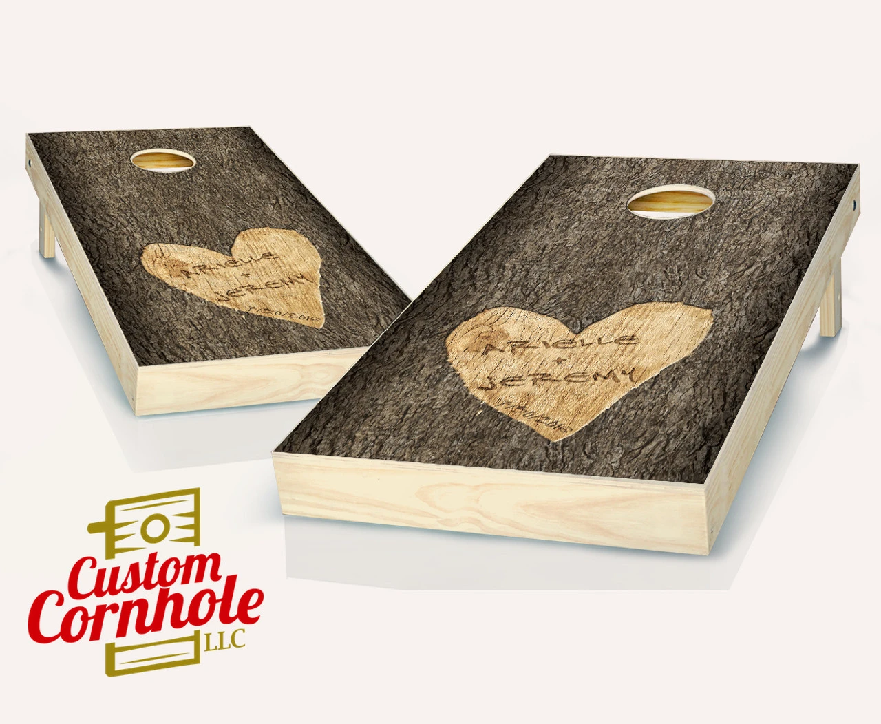 Wedding Tree Carving Cornhole Set With Bags
