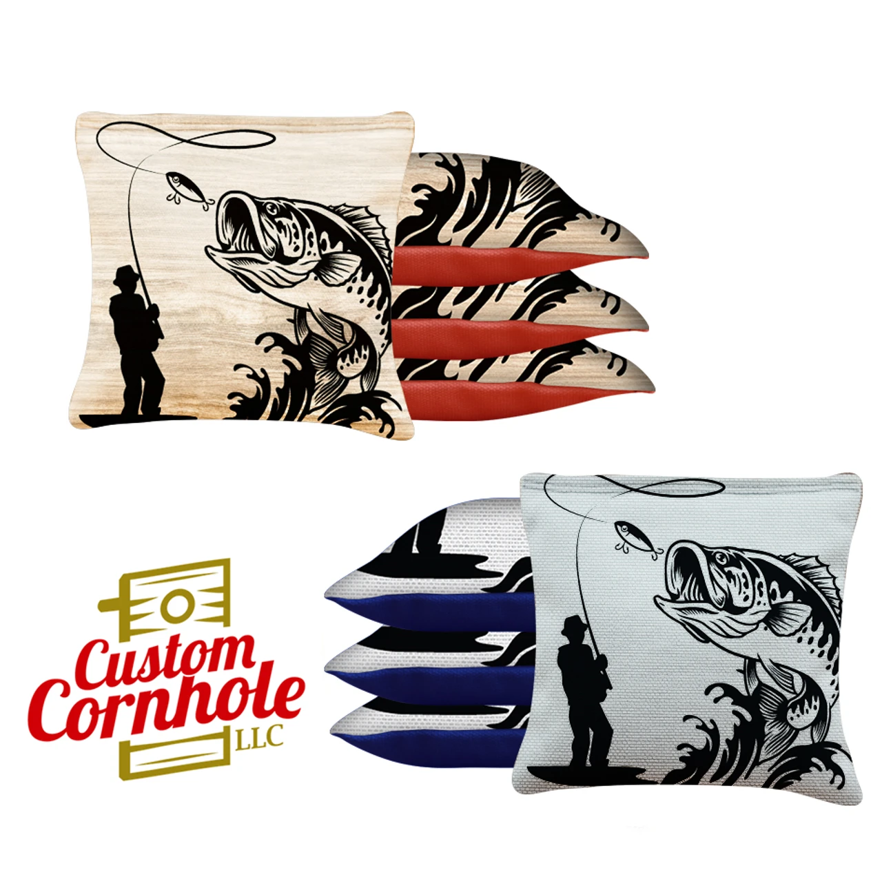 White Brown Fish Tournament Cornhole Bags - Set Of 8 1 White Brown Fish Tournament Cornhole Bags - Set Of 8