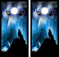 Howling Wolf Cornhole Wraps - Set Of 2