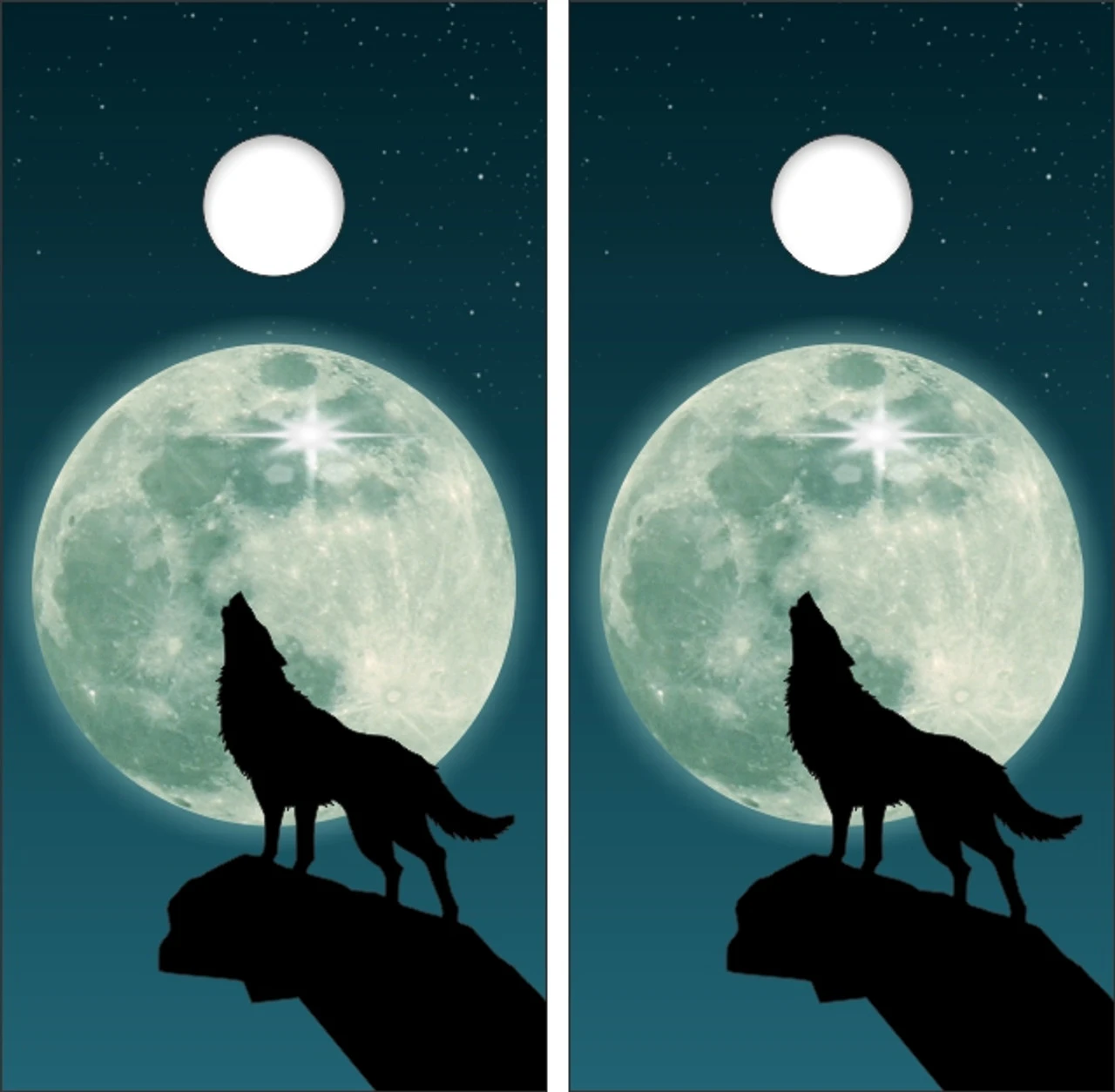 Wolves Howling Cornhole Wraps - Set Of 2 1 Wolves Howling Cornhole Wraps - Set Of 2