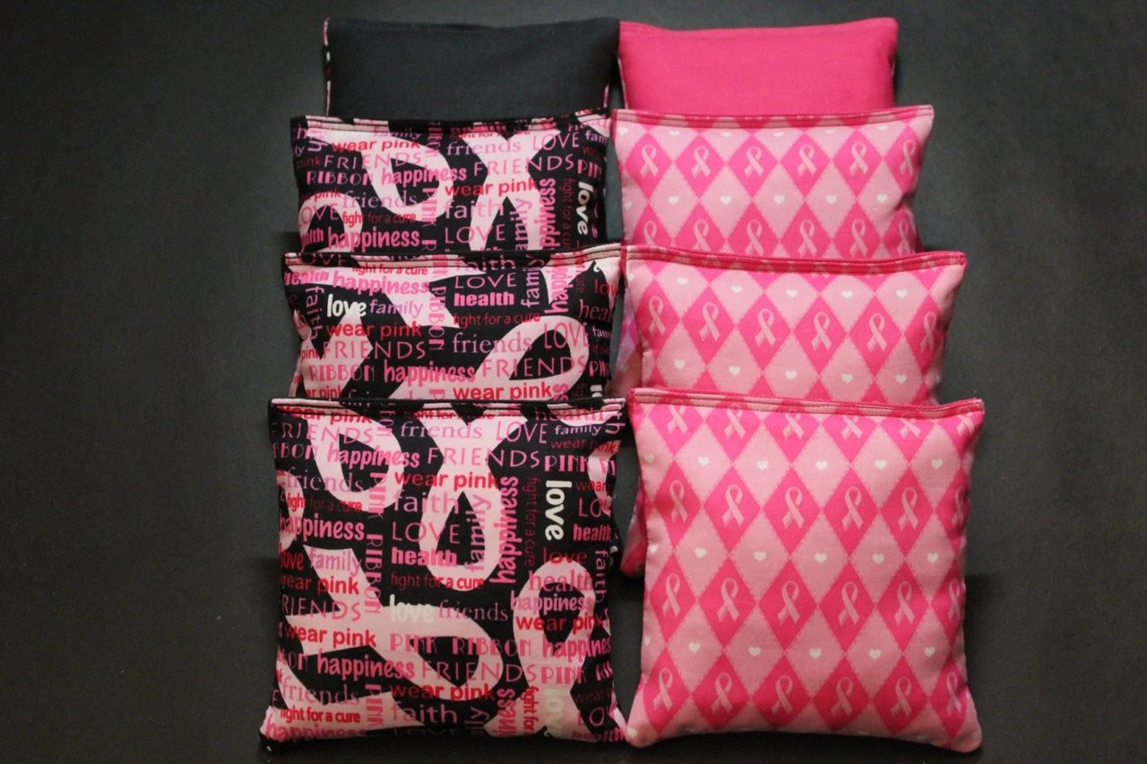 Breast Cancer Ribbons Cornhole Bags - Set Of 8 2 Breast Cancer Ribbons Cornhole Bags - Set Of 8 - Image 2