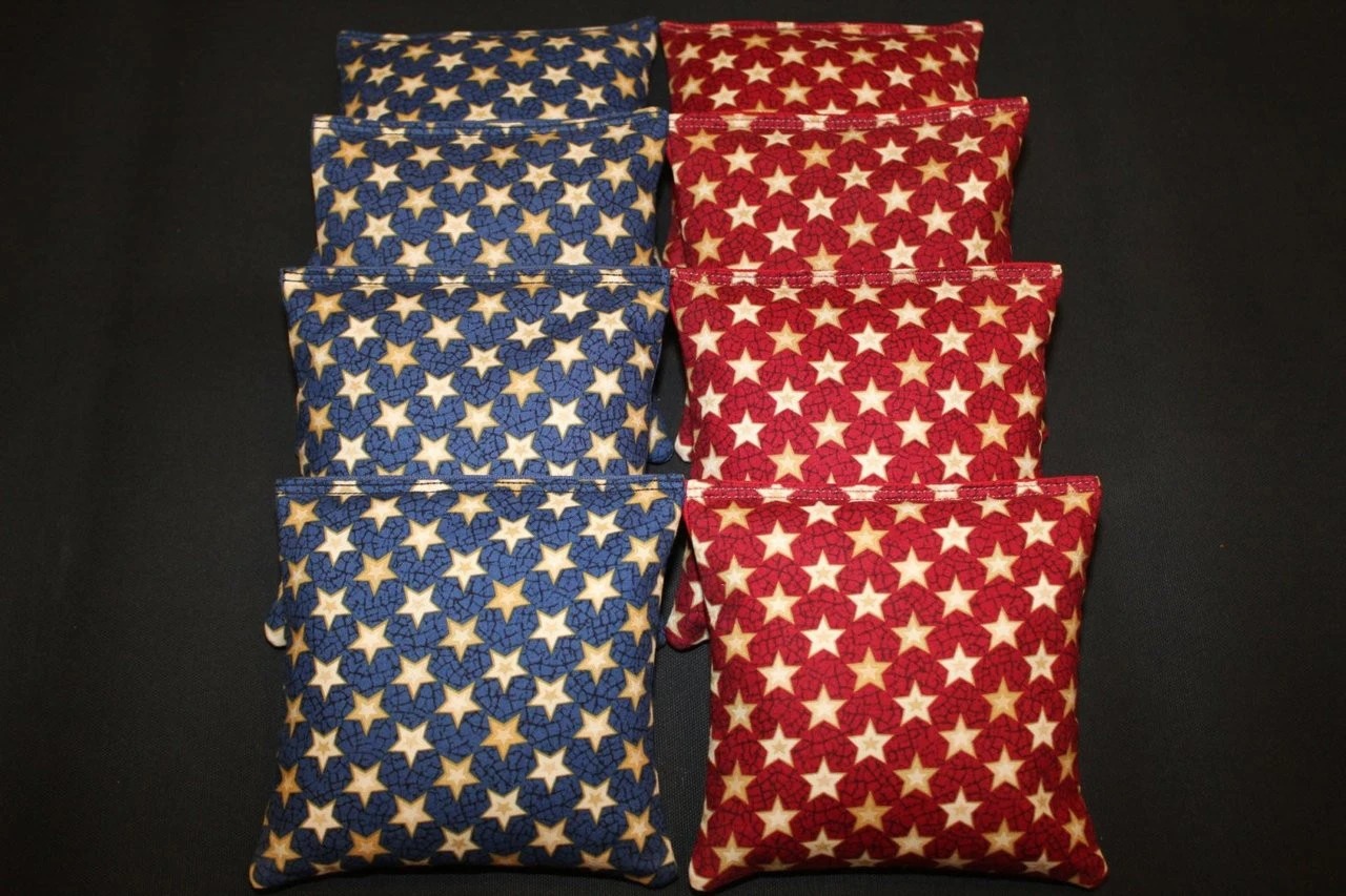 Blue And Red Stars Cornhole Bags - Set Of 8 1 Blue And Red Stars Cornhole Bags - Set Of 8
