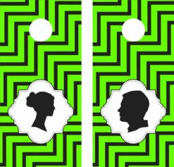 Wedding Green Chevron Cornhole Wraps - Set Of 2