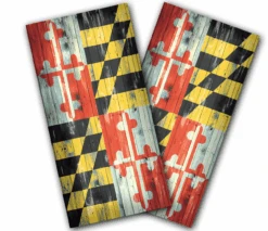 Maryland Flag Distressed Cornhole Wraps - Set Of 2