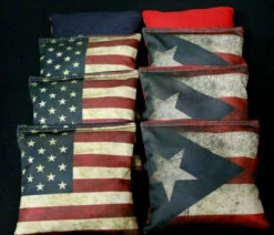 Rustic American Puerto Rico Flag Cornhole Bags - Set Of 8