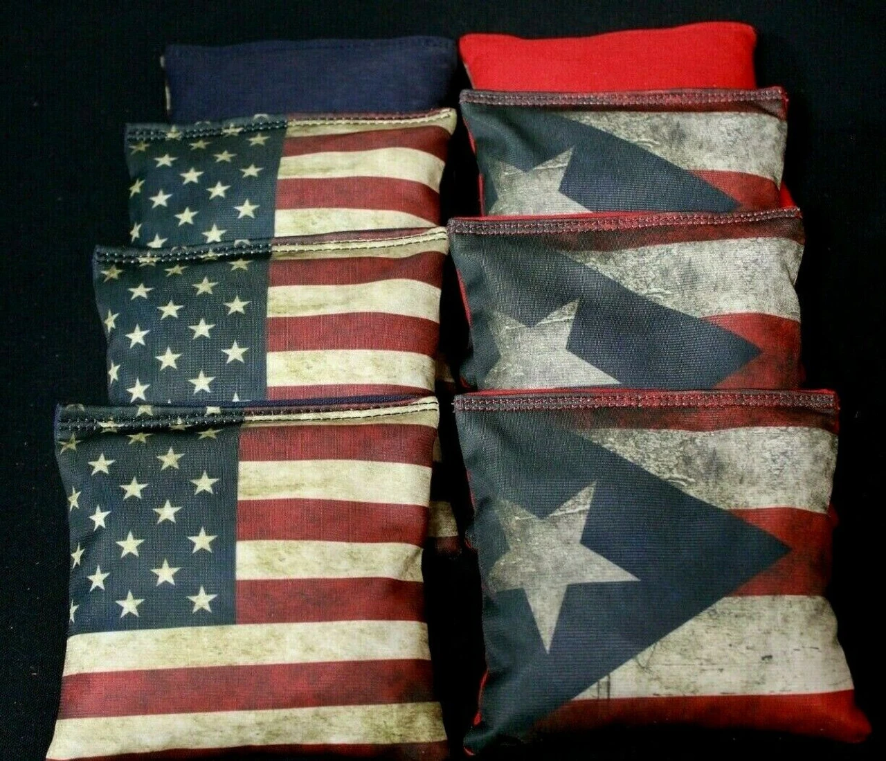 Rustic American Puerto Rico Flag Cornhole Bags - Set Of 8 1 Rustic American Puerto Rico Flag Cornhole Bags - Set Of 8