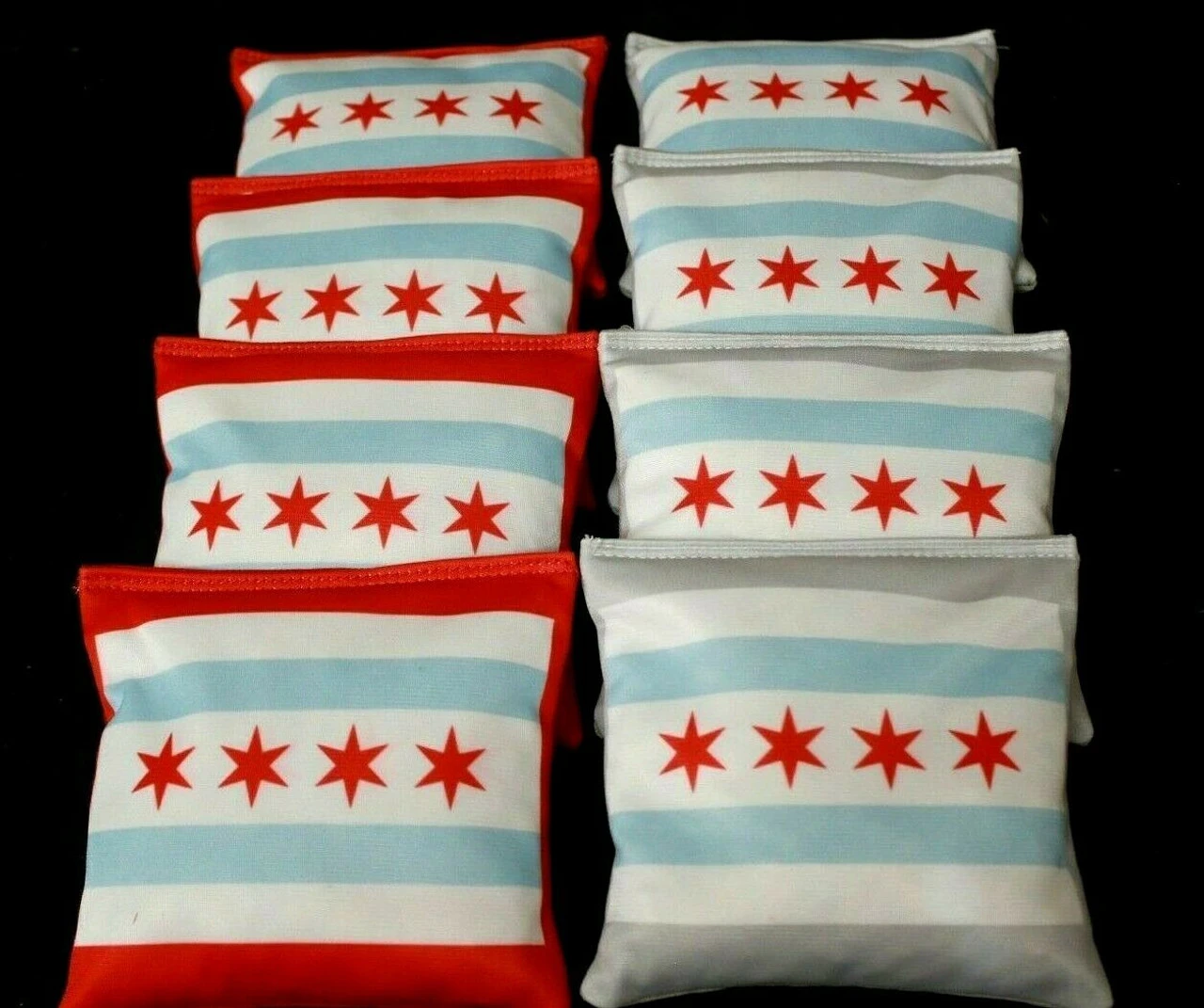 Chicago Flag Cornhole Bags - Set Of 8 1 Chicago Flag Cornhole Bags - Set Of 8