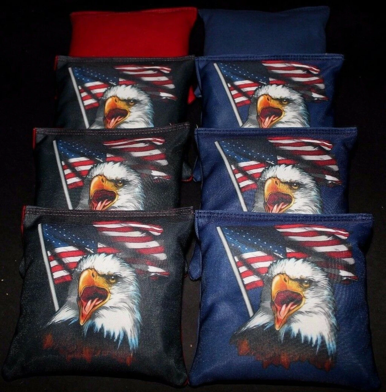 American Flag Bald Eagle Version 5 Cornhole Bags - Set Of 8 1 American Flag Bald Eagle Version 5 Cornhole Bags - Set Of 8