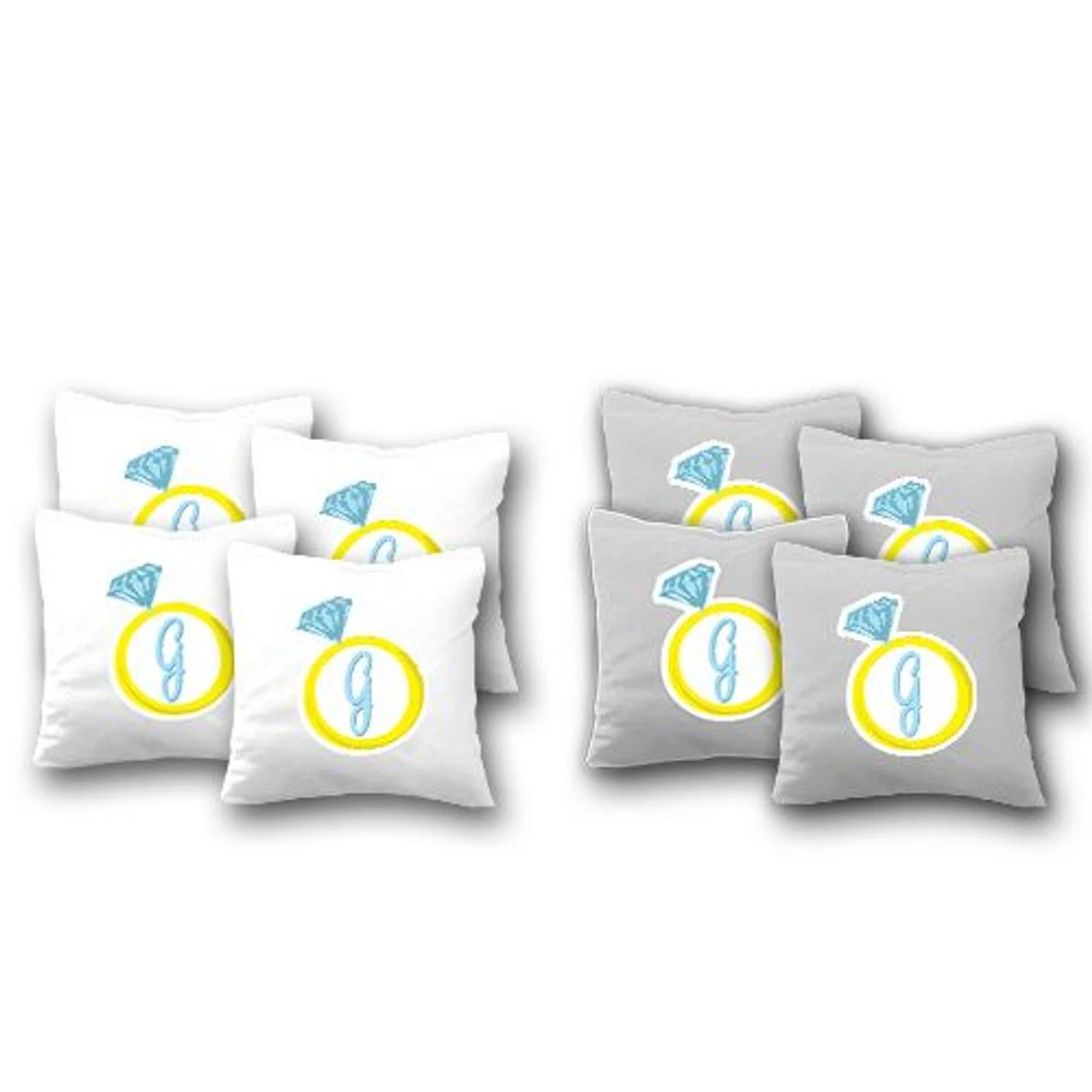 Custom Gold Wedding Ring Cornhole Bags - Set Of 8 1 Custom Gold Wedding Ring Cornhole Bags - Set Of 8