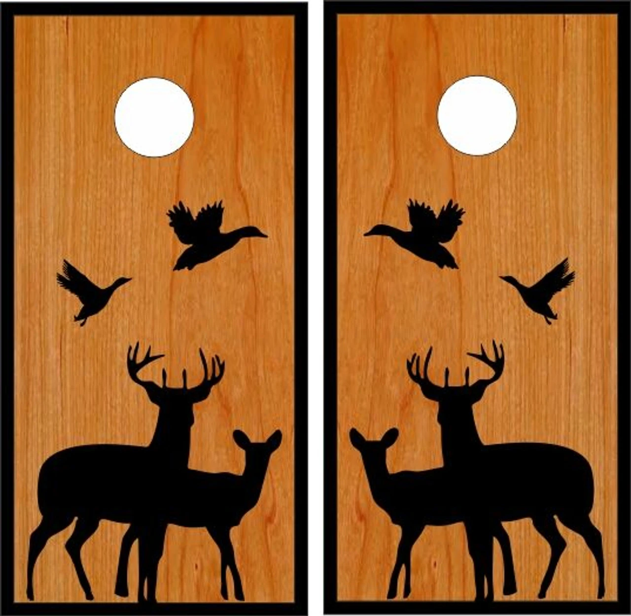 Deer And Ducks Classic Cornhole Wraps - Set Of 2 1 Deer And Ducks Classic Cornhole Wraps - Set Of 2